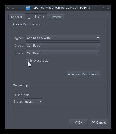 Giving an installer executable permission